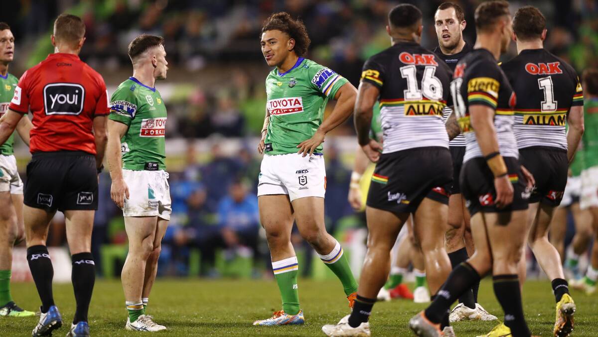 Canberra Raiders' Ata Mariota during his NRL debut. Picture by Keegan Carroll