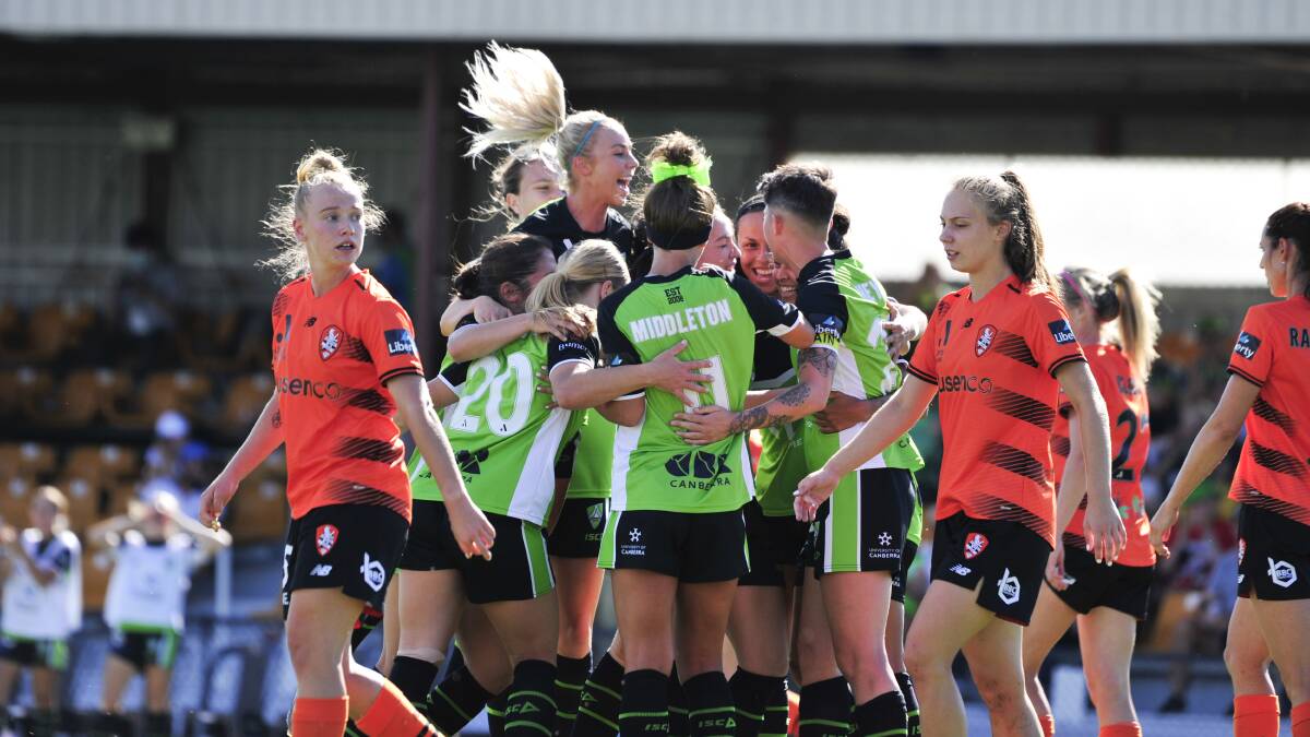 Canberra United v Brisbane Roar in their A-League Women match last season. Picture: Dion Georgopoulos.