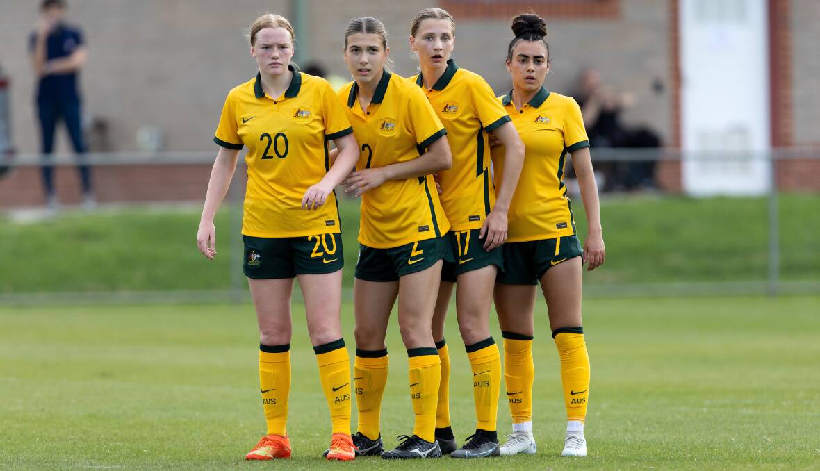 Meg Roden lines up for a set piece. Picture Football Australia