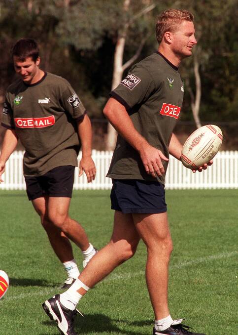 Sean Rutgerson in the 2000s at Raiders training in Bruce. Picture by Martin Jones