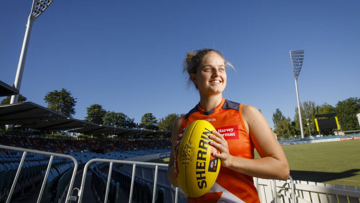 Ellie Brush at Manuka Oval while with the GWS GIants. Photo by Sitthixay Ditthavong