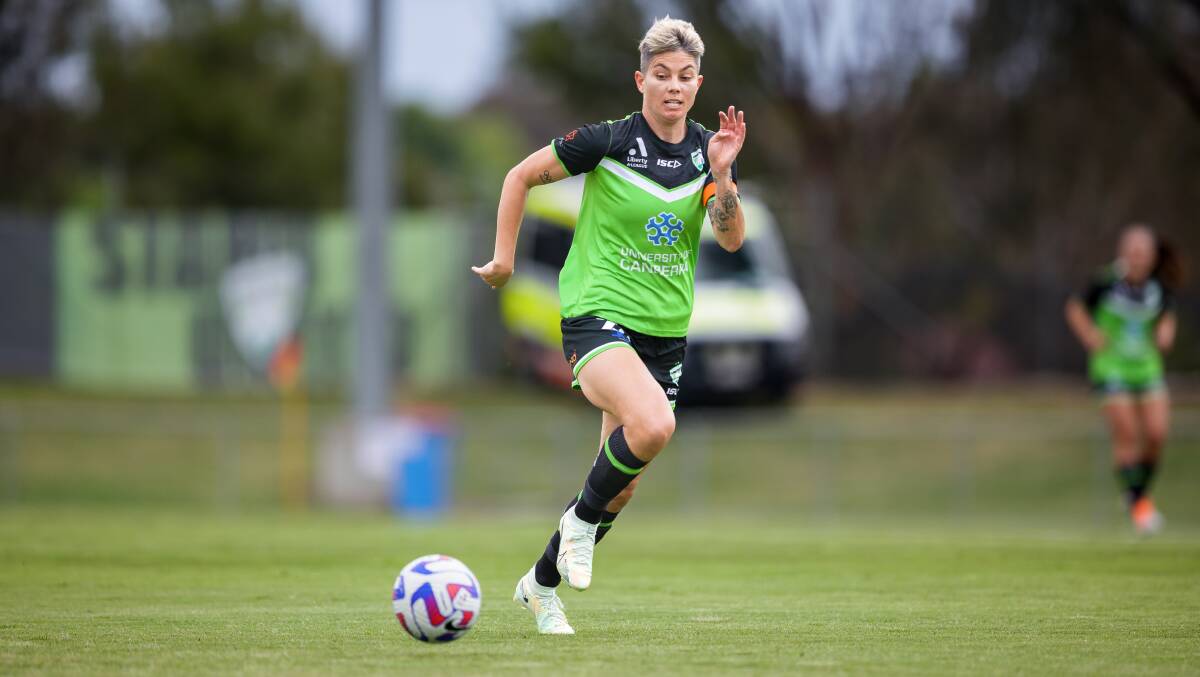 Canberra United captain Michelle Heyman. Picture by Sitthixay Ditthavong