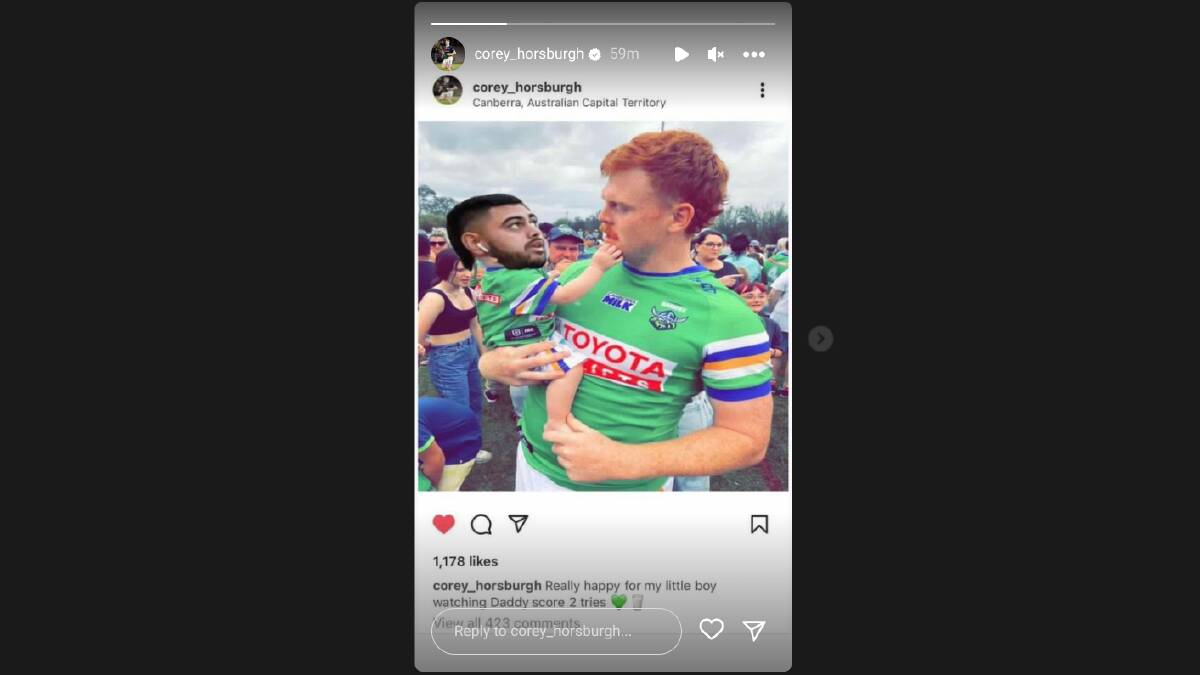 Horsburgh's reaction on social media to Hunt - a creatively edited image shared to his Instagram story.