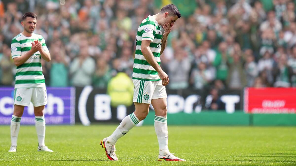 Tom Rogic walks off the pitch in Glasgow for the last time. Picture: Getty Images