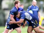 David Pocock and Scott Sio during Brumbies training in 2014. Picture: Melissa Adams
