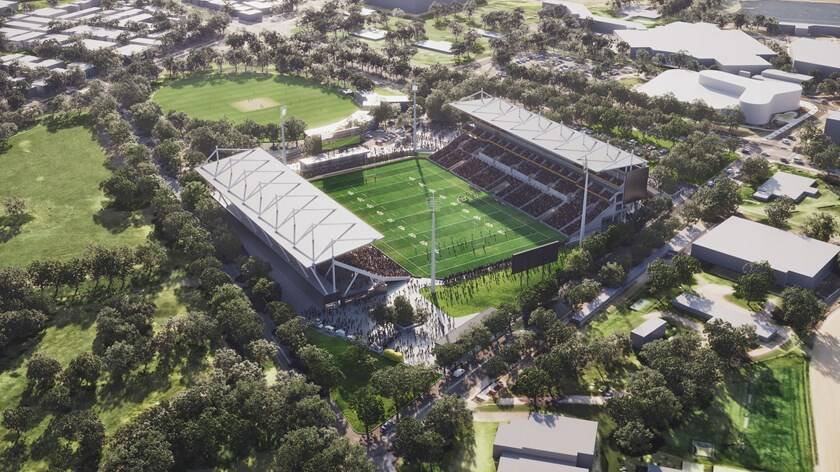 A render of what the new Penrith Stadium will look like. Picture Penrith Panthers