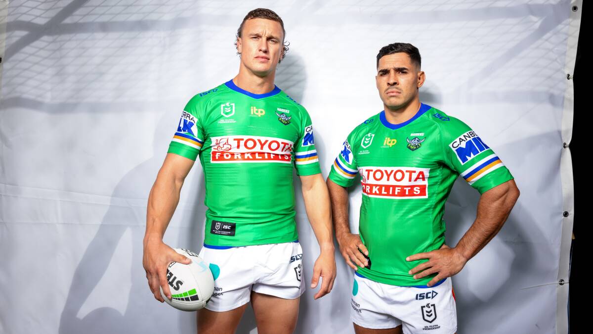 Canberra Raiders' Jack Wighton and Jamal Fogarty. Picture: Sitthixay Ditthavong