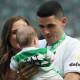 Tom Rogic celebrates his final match at Celtic Park with his family. Picture: Getty Images