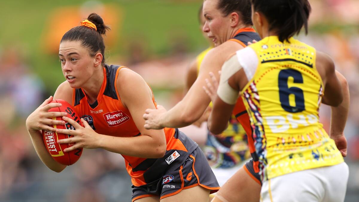 Emily Pease is headed back to her hometown this weekend when GWS play at Manuka Oval on Sunday night. Picture: Getty Images