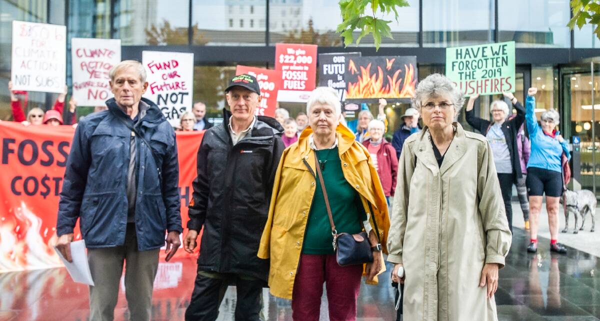Nicholas Abel, John Wurcker, Katherine Kelly and Anna Molan outside court on Wednesday. Picture by Karleen Minney 