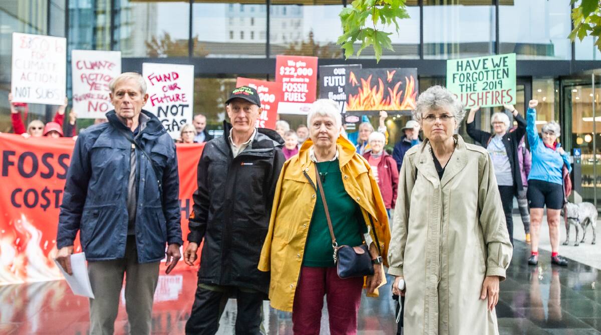 Nicholas Abel, John Wurcker, Katherine Kelly and Anna Molan outside court last month. Picture by Karleen Minney 