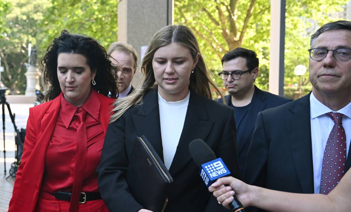 Brittany Higgins outside the Federal Court. Picture AAP