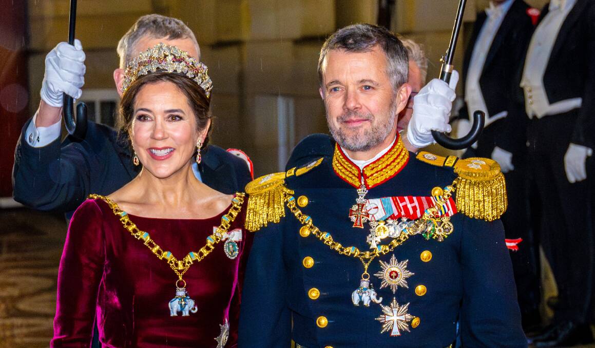 Crown Prince Frederik and Crown Princess Mary of Denmark attending the annual New Year's dinner. Picture by Dutch Press Photo