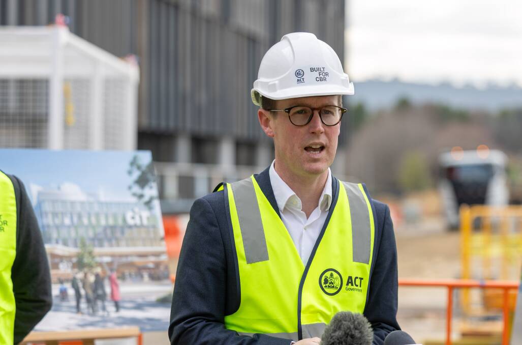 Minister for Transport and City Services Chris Steel announced the start of construction on the CIT Woden main building following development application approval. Picture by Gary Ramage