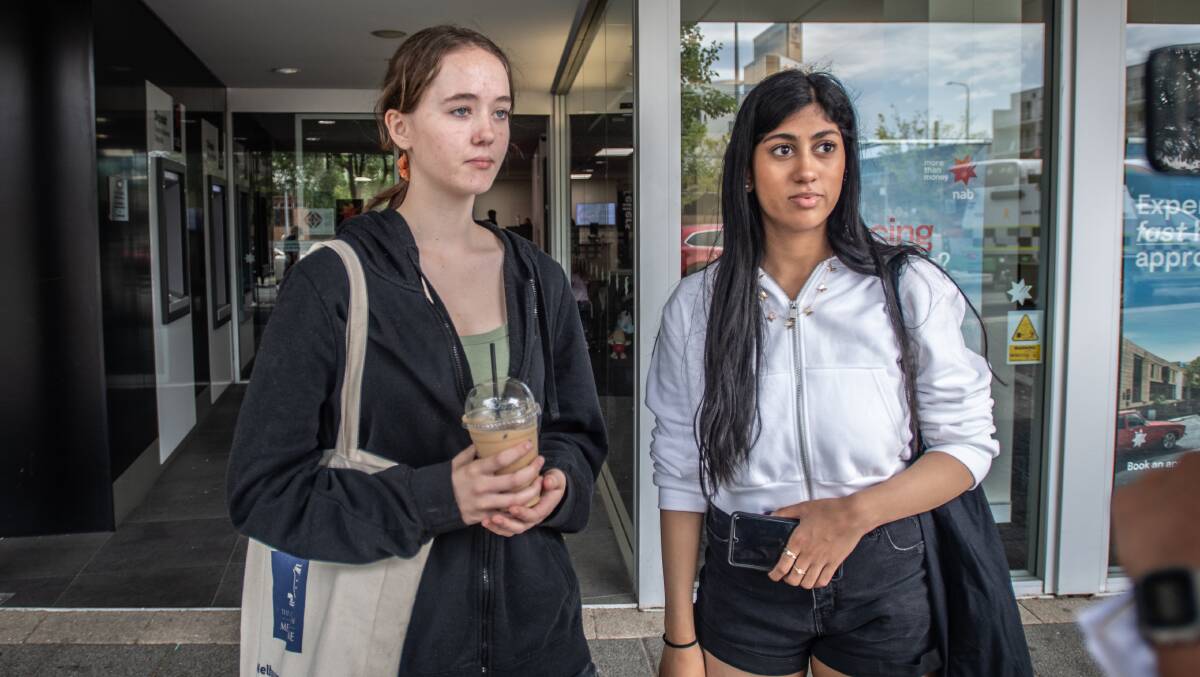 Caitlin Greenberger and Ishani Bhole were too young to vote but had definite opinions. Picture by Karleen Minney.