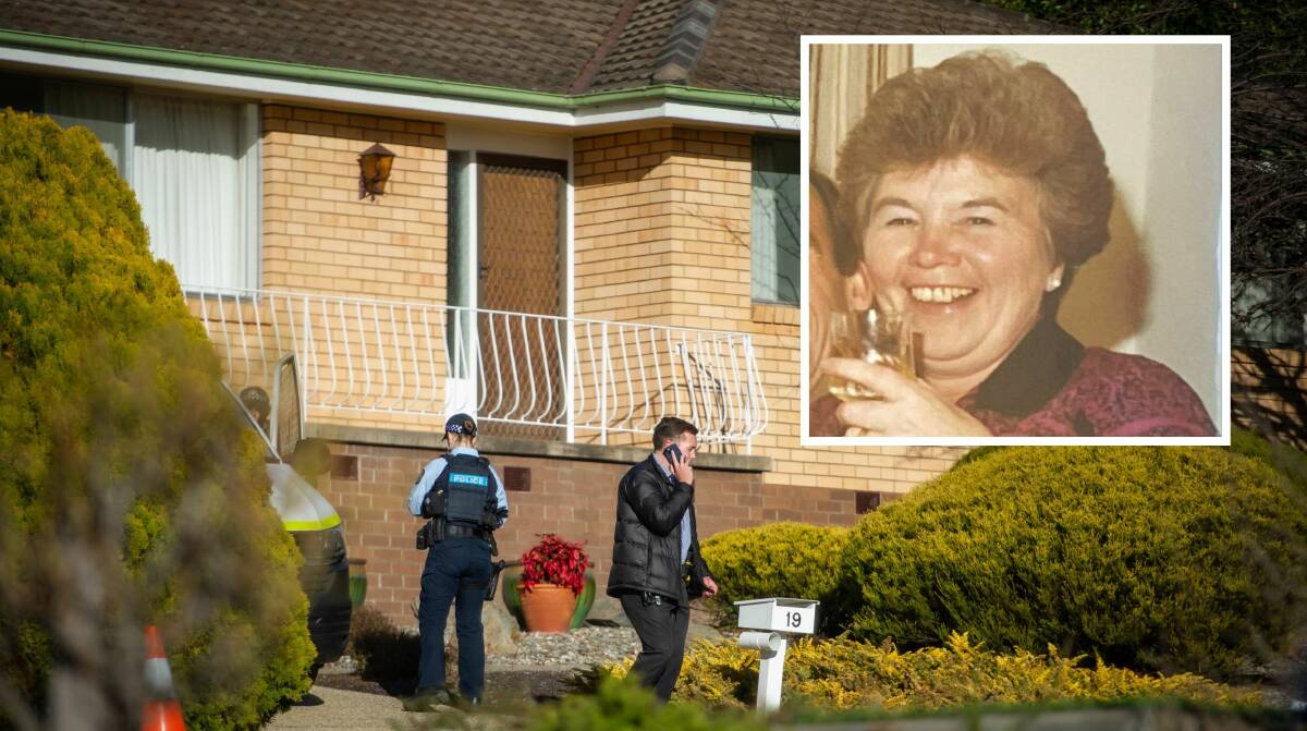 Police officers at the home of 92-year-old Fisher woman Jean Morley who was found dead. Pictures by Karleen Minney and supplied by Judy Jones