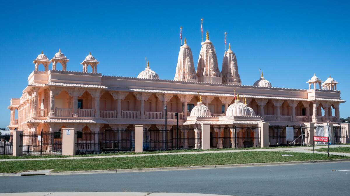 The newly completed BAPS Shri Swaminarayan Hindu Mandir in the ACT. Picture Karleen Minney