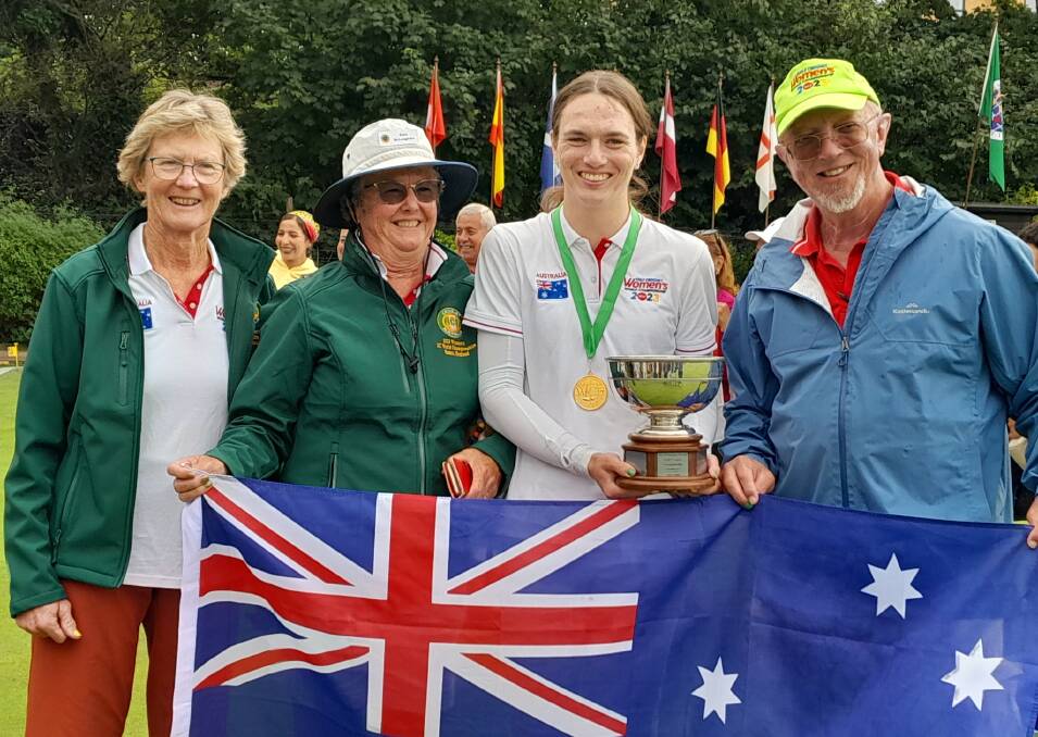 Jamie Gumbrell with the Australian contingent at the Golf Croquet Women's World Championship in England. Picture supplied
