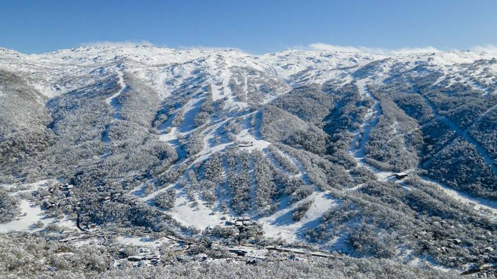 Some snow has already arrived at Thredbo Resort, with more on the way. Picture: Supplied