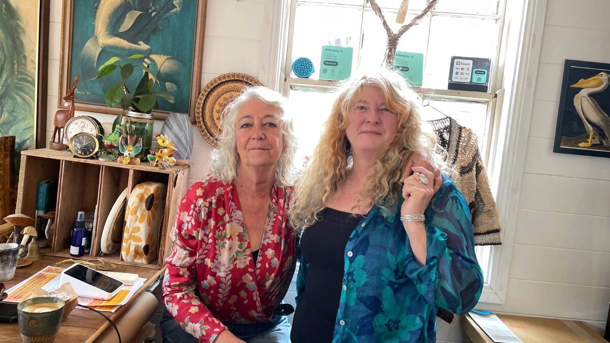 Bernadette McKinnon and Tess Spicer of Little Birdie Vintage in Cobargo. The pair are good friends and Ms McKinnon has had a space in the shop for four years. Picture by Marion Williams