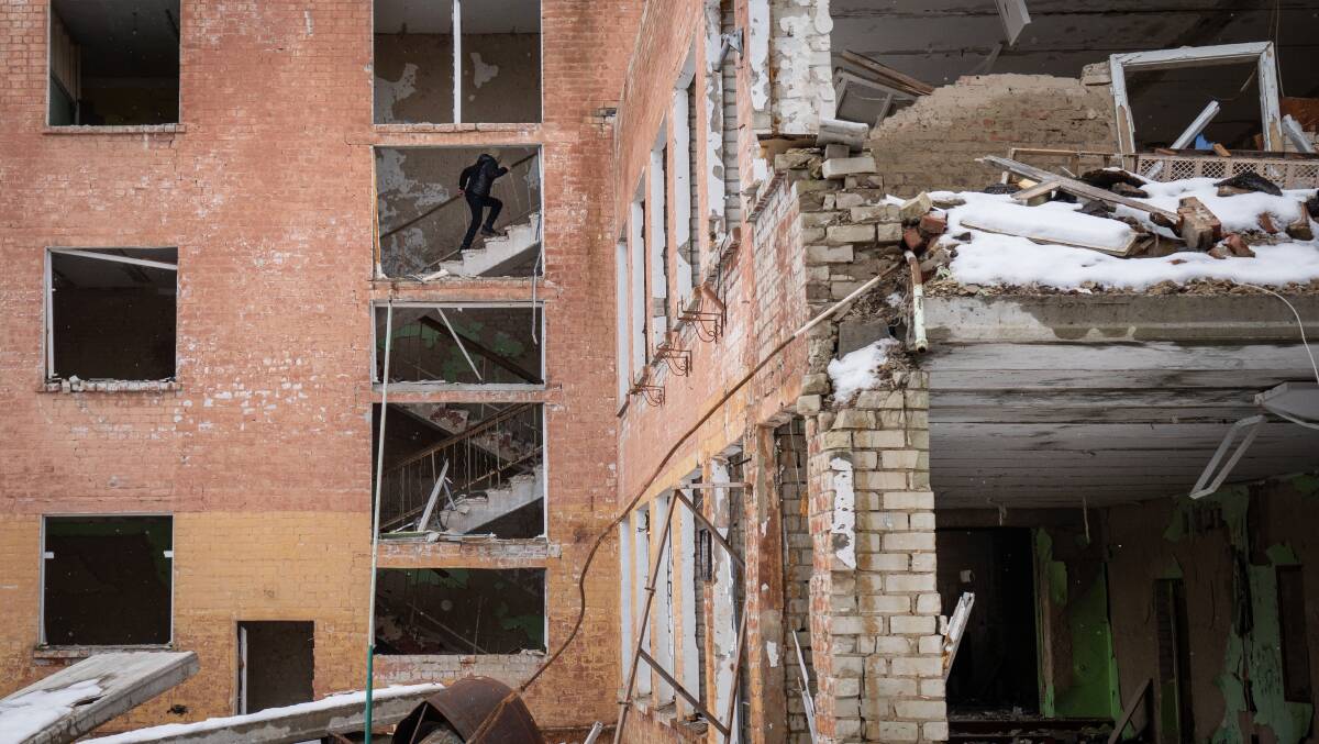 Destroyed school in Chernihiv. Image: AAP