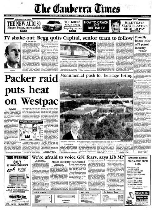 The front page of the paper on this day in 1992.