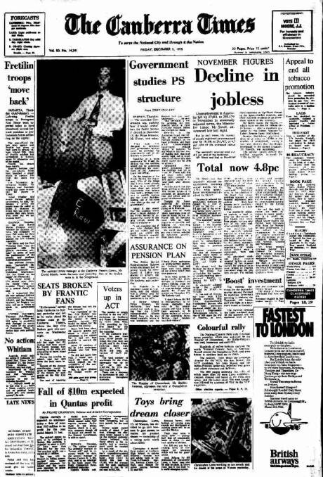 The front page of the paper on this day in 1975.