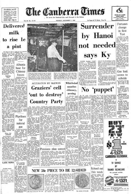 The front page of the paper on this day in 1968.