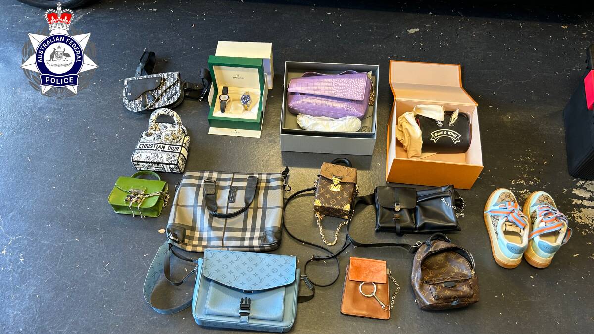 Luxury and designer goods seized from Melbourne searches. Picture supplied