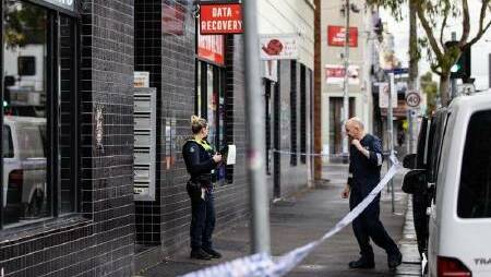 The entrance to the Royal Hotel's accommodation on Barkly Street, Footscray where police found the body of a 37-year-old woman on November 16. Picture via AAP/Diego Fedele