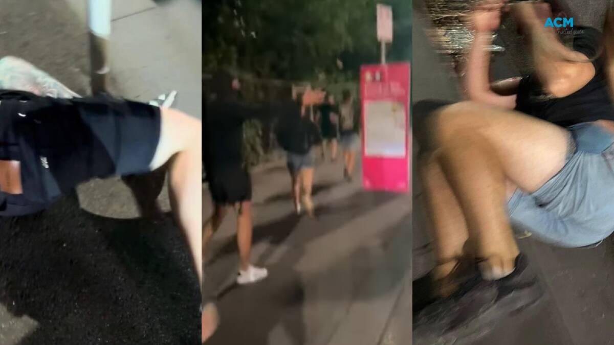 Chaotic images from Instagram as Melbourne Victory and Sydney FC fans allegedly clash on Flinders Street on Australia Day. Picture Instagram/Ultrasmentality_Australia
