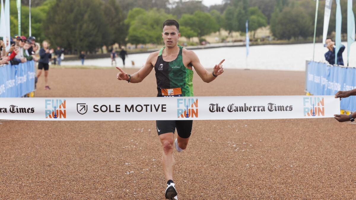 Winner of the 2023 Canberra Times Fun Run half marathon Zac Rosser. Picture by Keegan Carroll