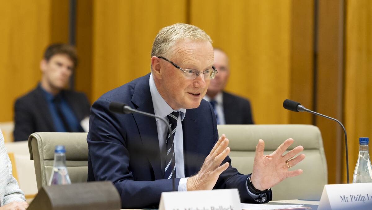 RBA governor Philip Lowe at a Senate estimates hearing on February 15. Picture by Keegan Carroll
