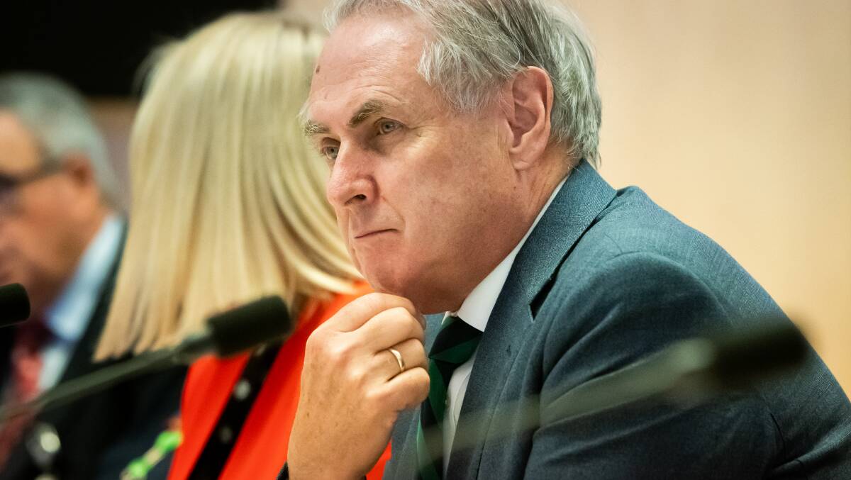 Trade Minister and Special Minister of State Don Farrell at a Senate estimates hearing. Picture by Elesa Kurtz