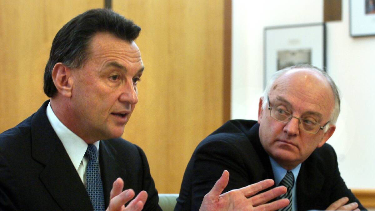 Former competition minister Dr Craig Emerson (left, pictured with former member for Fraser Bob McMullan) will head the government's review of the Food and Grocery Code of Conduct. Picture by Marina Neil