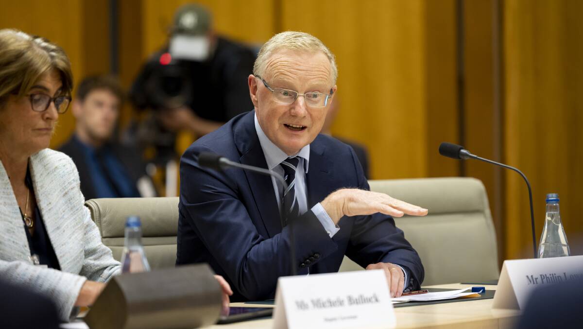 RBA governor Philip Lowe and deputy governor Michelle Bullock at the Senate Economics Legislation Committee hearing. Picture by Keegan Carroll