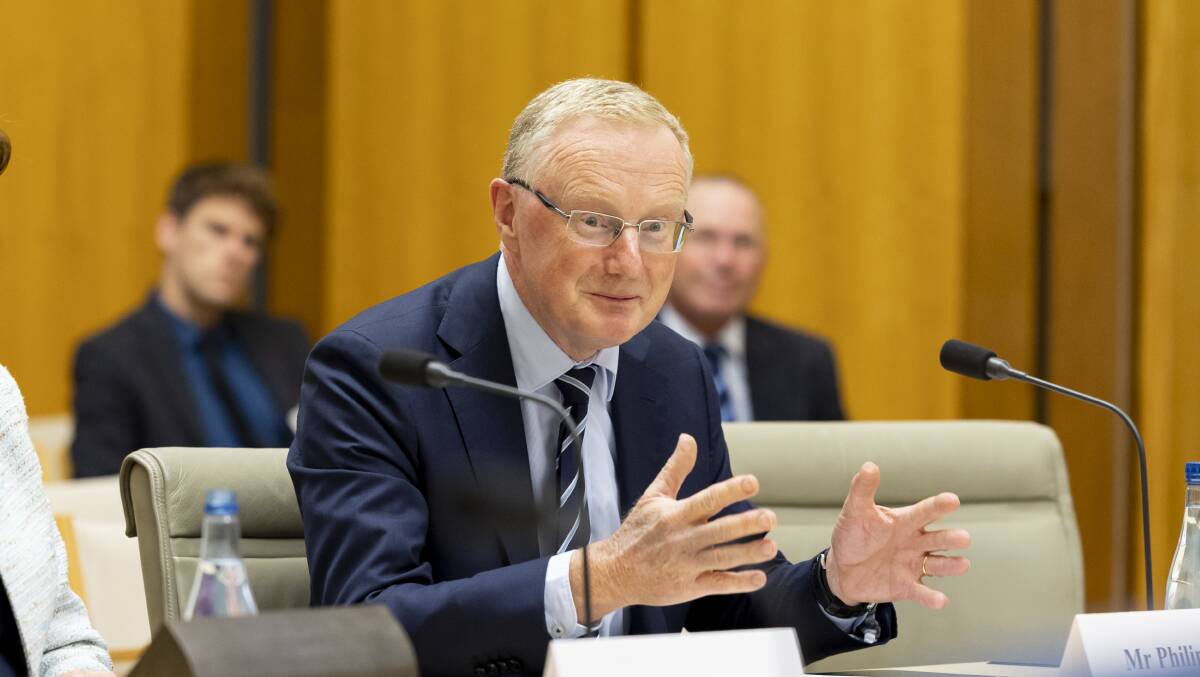Reserve Bank governor Philip Lowe at a parliamentary committee hearing last month. Picture by Keegan Carroll