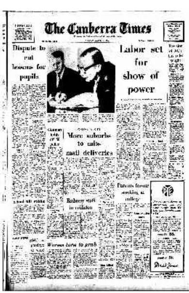 The front page of The Canberra Times on March 3, 1970.