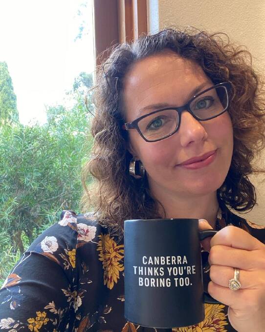 Alicia Payne with her 'Canberra think you're boring too' mug. Picture Facebook