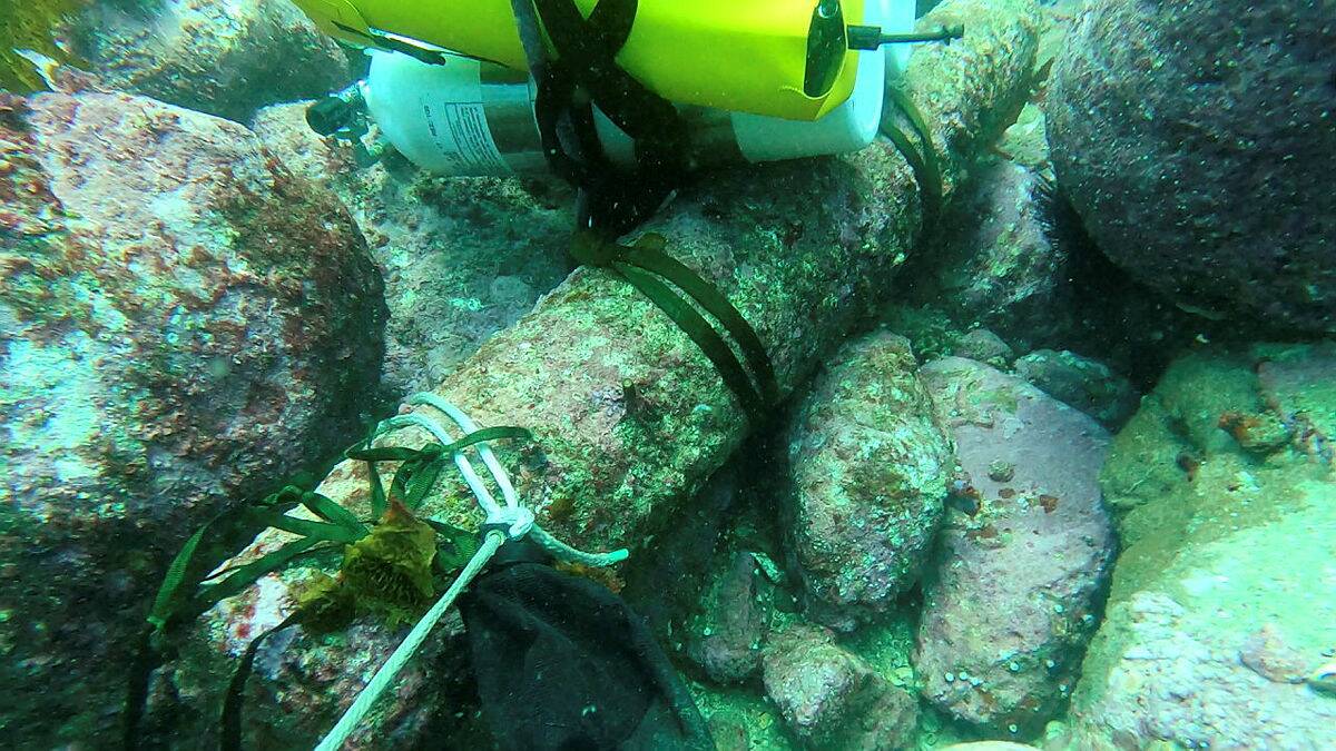 A Mark 82 general purpose bomb found in the Jervis Bay Marine Park, ready for removal and disposal. Picture by Petty Officer Christopher Szumlanski.