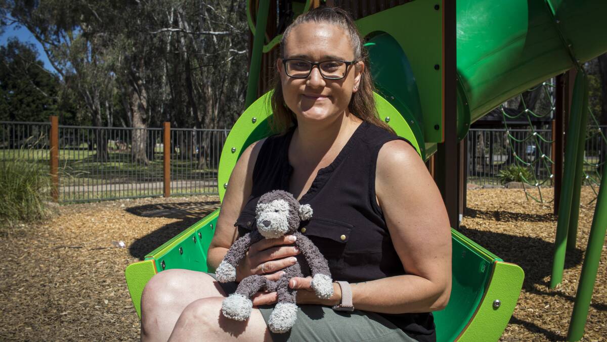 Donna Prior with Monkey at Apex Park, Wangaratta. Picture by Layton Holley