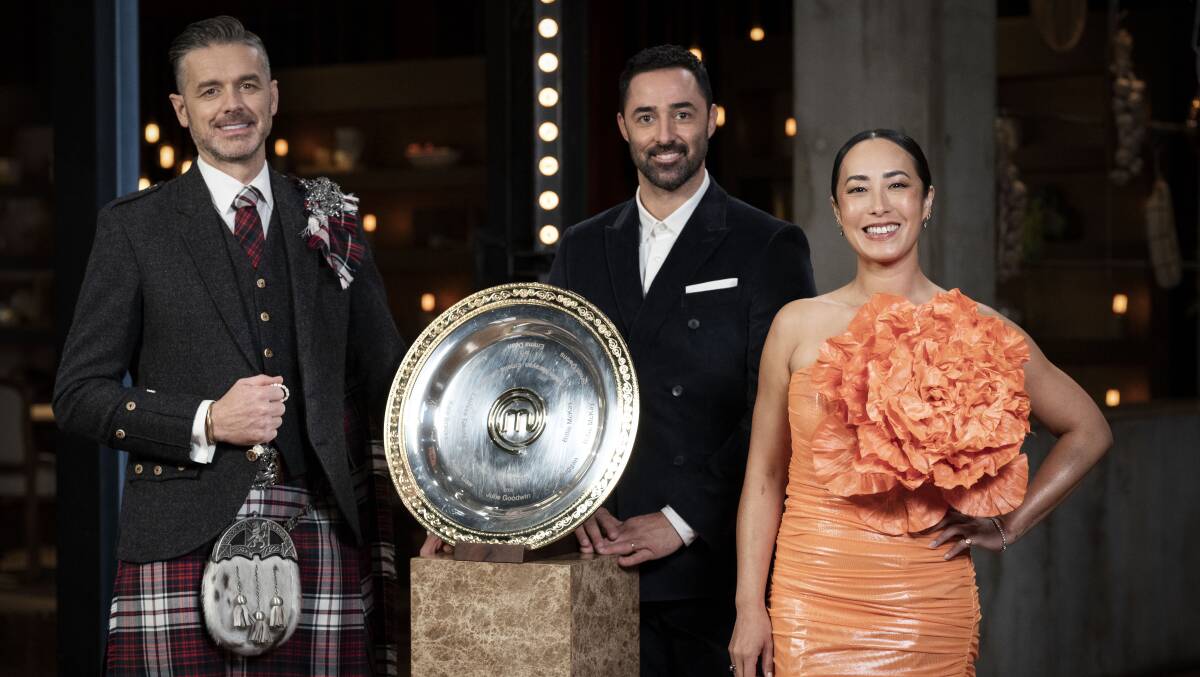 MasterChef Australia judges Jock Zonfrillo, Andy Allen and Melissa Leong during the season finale. Picture supplied by Network 10