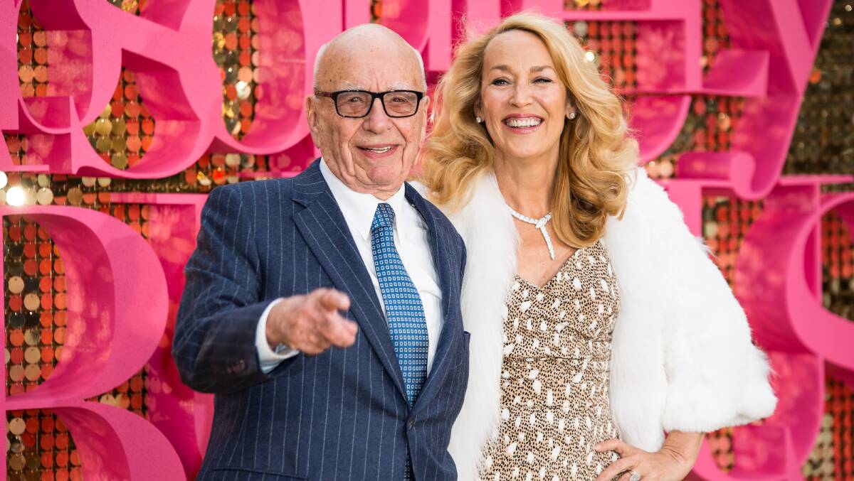 Rupert Murdoch and Jerry Hall pictured on a red carpet in 2016. Picture by Vianney Le Caer/Invision/AP