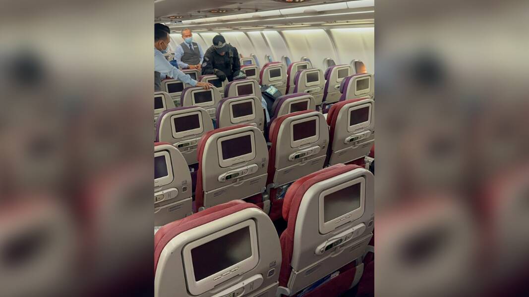 A man was arrested on a Malaysia Airlines aircraft at Sydney Airport on August 14. Picture by @chzaib