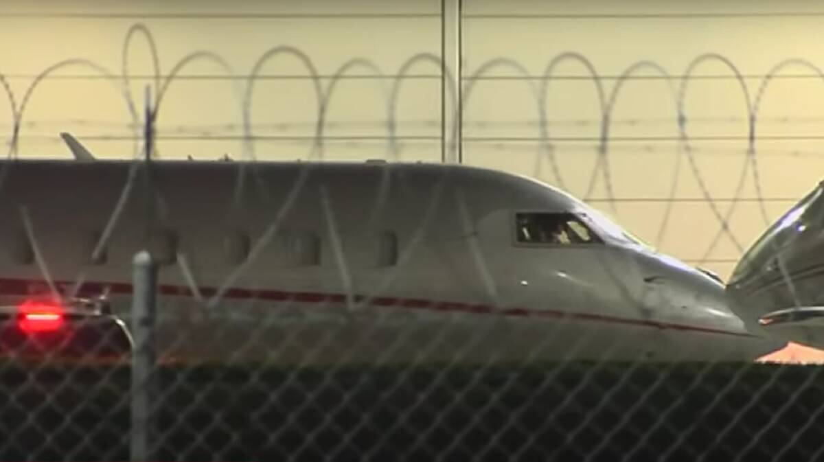 Swift's private jet was spotted at Melbourne Airport but the star stayed out of sight. Picture by ABC News Breakfast