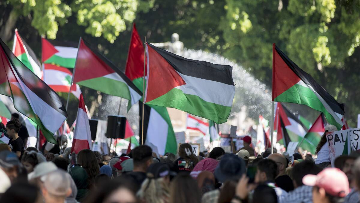 A free Palestine rally in Sydney's Hyde Park on October 29. Picture by AAP Image/Brent Lewin