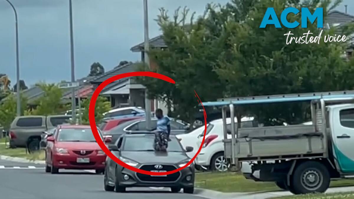 A child is filmed on the windscreen of a car in Pakenham. Picture by Facebook/Stephen Pretty