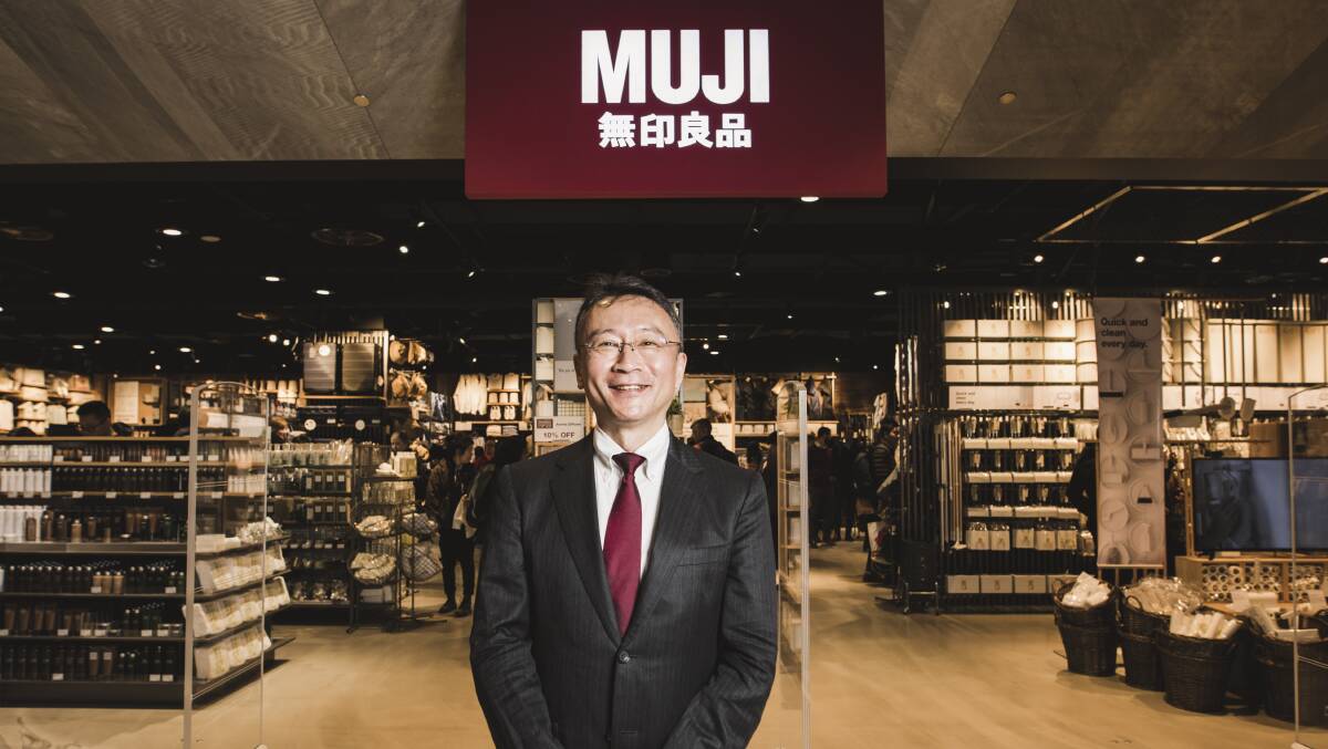 Director of MUJI's Asia and Oceanic division, Kei Suzuki, travelled from Tokyo to Canberra to open the new store back in 2018. Photo: Jamila Toderas