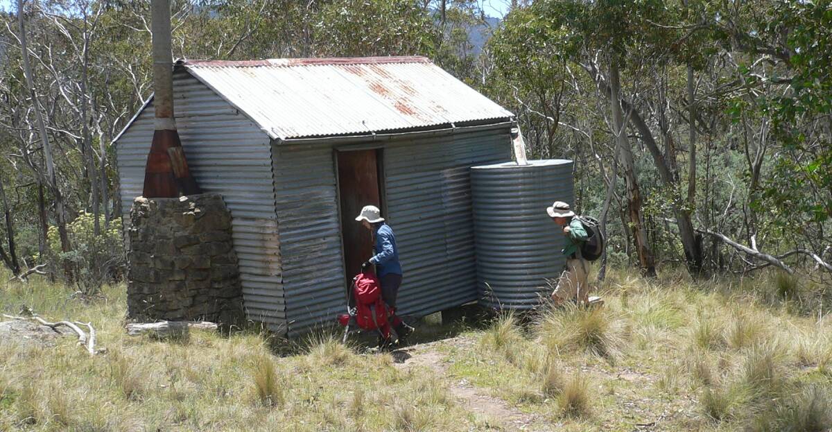 Bushwalkers at Demandering Hut in 2013. Picture: Matthew Higgins