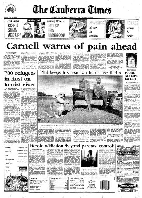 The front page of the paper on this day in 1995.